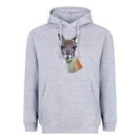 Heather Grey Guanaco Llama Head Heavyweight Hoodie - LillyAllenDesigns