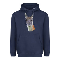 Navy Guanaco Llama Head Heavyweight Hoodie - LillyAllenDesigns