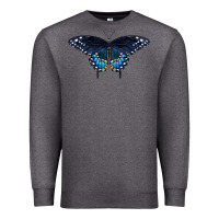 Charcoal Heather Black Swallowtail Butterfly Premium Sweatshirt - LillyAllenDesigns