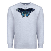 Heather Grey Black Swallowtail Butterfly Premium Sweatshirt - LillyAllenDesigns