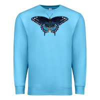 Ocean Blue Black Swallowtail Butterfly Premium Sweatshirt - LillyAllenDesigns