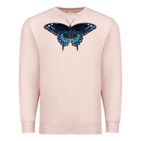 Pale Pink Black Swallowtail Butterfly Premium Sweatshirt - LillyAllenDesigns