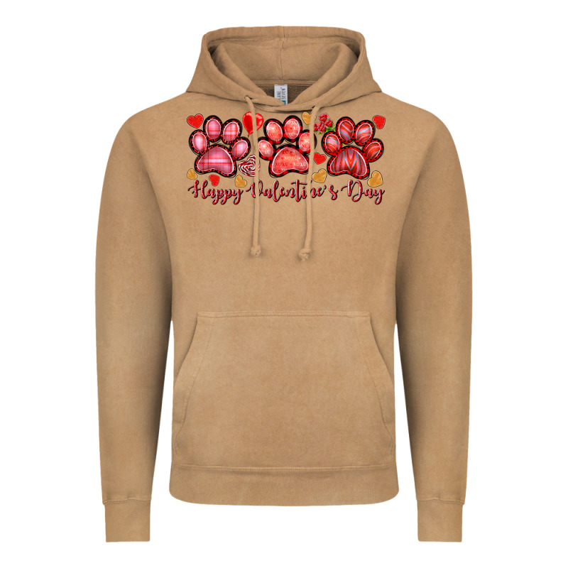 Happy Valentine's Day Paws Valentine's Day Vintage Hoodie by HowdyJamesFarm | Teevron