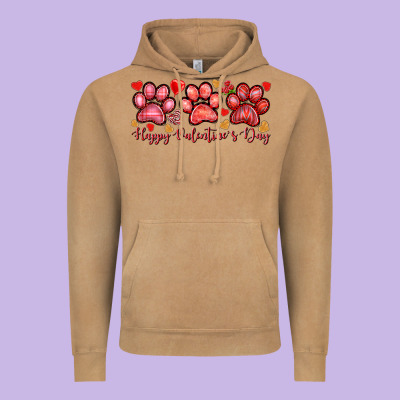 Happy Valentine's Day Paws Valentine's Day Vintage Hoodie Designed By Howdyjamesfarm