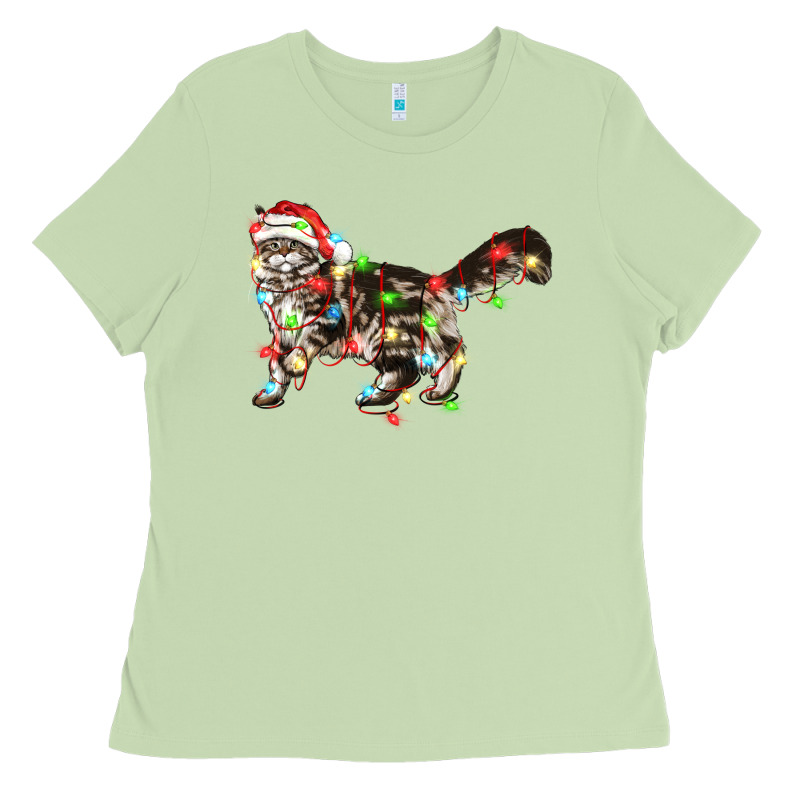 Christmas Christmas Maine Coon Cat Cat Ladies Tee by LillyAllenDesigns | Teevron