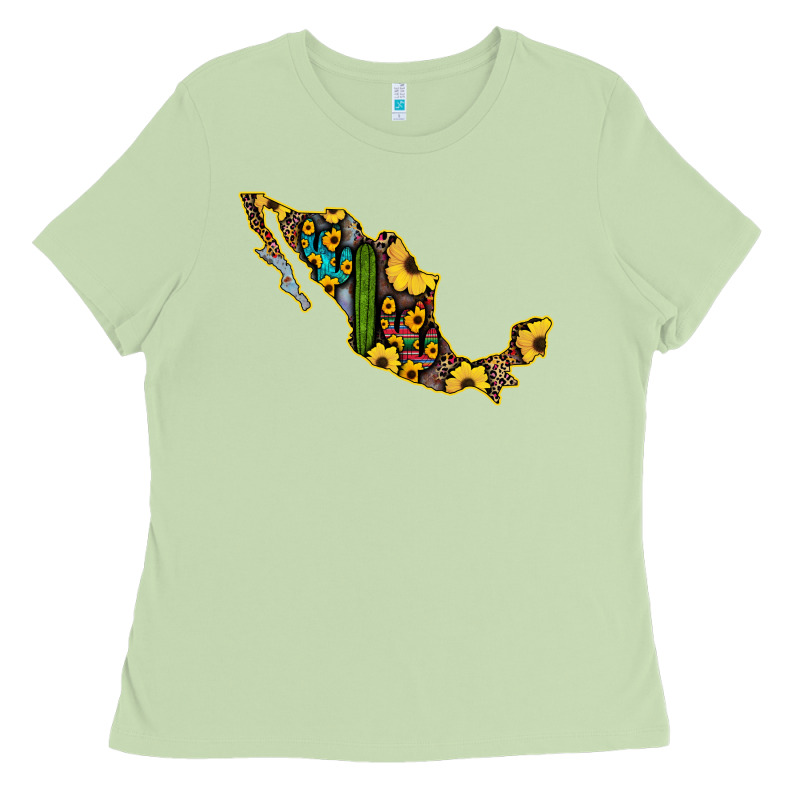 Guerrero Mexico Serape Cactus Sunflower Map Ladies Tee by RanaPortraitStore | Teevron