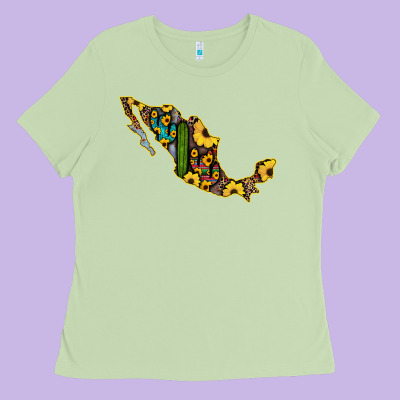 Guerrero Mexico Serape Cactus Sunflower Map Ladies Tee Designed By Ranaportraitstore