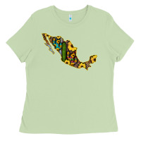 Matcha Guerrero Mexico Serape Cactus Sunflower Map Ladies Tee - RanaPortraitStore