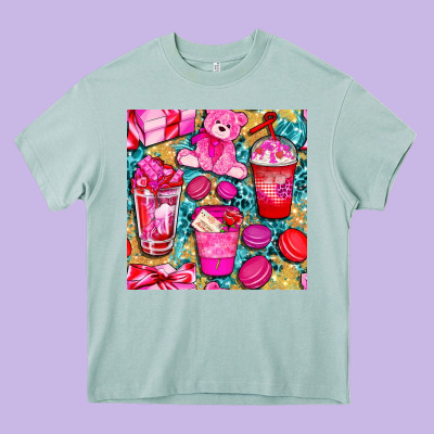 Valentines Day With Love Coffee Cups  Seamless Pattern Bbs Heavy Core Tee Designed By Bundleandbundleshop