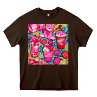 Chocolate Brown valentines day with love coffee cups  seamless pattern bbs Heavy Core Tee - BundleAndBundleShop