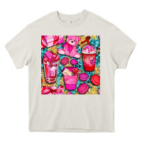 Cream valentines day with love coffee cups  seamless pattern bbs Heavy Core Tee - BundleAndBundleShop