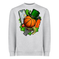 Heather Grey St. Patrick's Day Basketball Heavyweight Sweatshirt - FaDigitalArtStudio