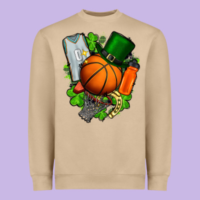 St. Patrick's Day Basketball Heavyweight Sweatshirt Designed By Fadigitalartstudio