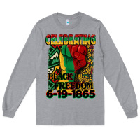 Heather Grey celebrating black freedom 6 19 1865 juneteenth Long Sleeve Tee - CowGirlArtShop