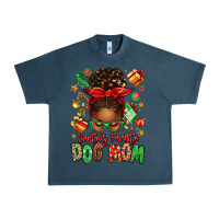 Midnight Navy santas favorite dog mom afro messy bun Urban Heavy Tee - texasbilliewilder