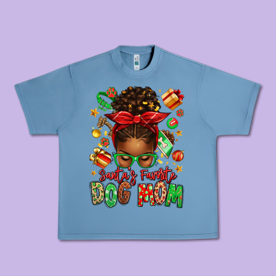 Santas Favorite Dog Mom Afro Messy Bun Urban Heavy Tee Designed By Texasbilliewilder