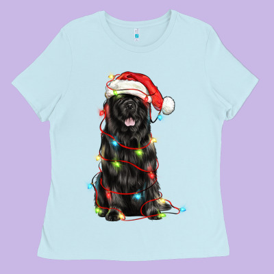 Christmas Newfoundland Dog Ladies Tee Designed By Lillyallendesigns