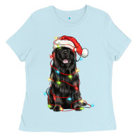 Baby Blue christmas newfoundland dog Ladies Tee - LillyAllenDesigns