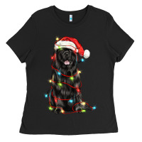 Black christmas newfoundland dog Ladies Tee - LillyAllenDesigns