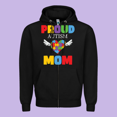 Lil Autism Mom Zipper Hoodie Designed By Cowhidedigitalart