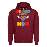 Burgundy lil autism mom Zipper Hoodie - CowhideDigitalArt