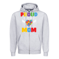 Heather Grey lil autism mom Zipper Hoodie - CowhideDigitalArt