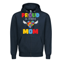 Navy lil autism mom Zipper Hoodie - CowhideDigitalArt
