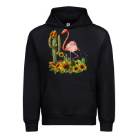 Black flamingo with cactus and sunflowers Urban Hoodie - BarkalooDesign