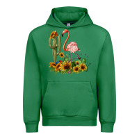 Emerald flamingo with cactus and sunflowers Urban Hoodie - BarkalooDesign