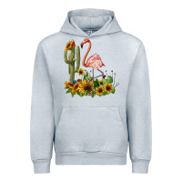 Heather Grey flamingo with cactus and sunflowers Urban Hoodie - BarkalooDesign