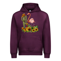 Mauve Wine flamingo with cactus and sunflowers Urban Hoodie - BarkalooDesign