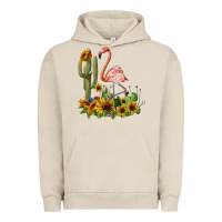 Pigment French Oak flamingo with cactus and sunflowers Urban Hoodie - BarkalooDesign