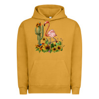 Pigment Peanut Butter flamingo with cactus and sunflowers Urban Hoodie - BarkalooDesign