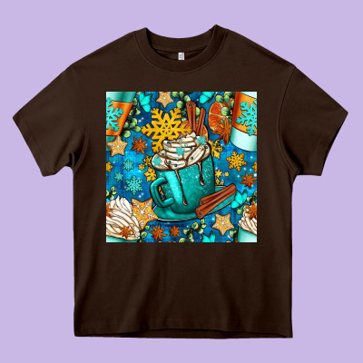 Winter Coffee Cups And Snow With Plaid Seamless Pattern Bbs Heavy Core Tee Designed By Bundleandbundleshop
