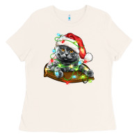 Bone christmas scottish fold cat Ladies Tee - LillyAllenDesigns