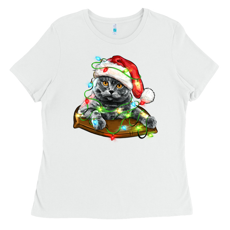 Christmas Scottish Fold Cat Ladies Tee by LillyAllenDesigns | Teevron