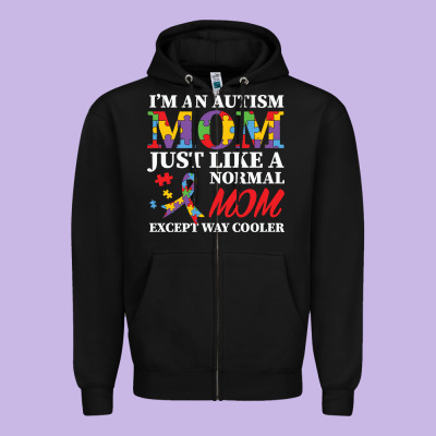 Lil Autism Mom Zipper Hoodie Designed By Cowhidedigitalart
