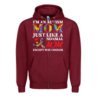 Burgundy LIL Autism Mom Zipper Hoodie - CowhideDigitalArt