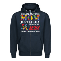 Navy LIL Autism Mom Zipper Hoodie - CowhideDigitalArt