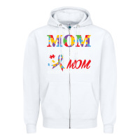 White LIL Autism Mom Zipper Hoodie - CowhideDigitalArt