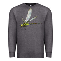 Charcoal Heather Blue And Yellow Dragonfly Premium Sweatshirt - LillyAllenDesigns