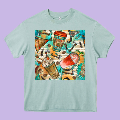 Western Indian Coffee Cups With Aztec Seamless Pattern Bbs Heavy Core Tee Designed By Bundleandbundleshop
