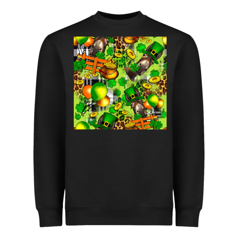 St. Patrick's Donkey With Shamrock Seamless Heavyweight Sweatshirt by FaDigitalArtStudio | Teevron