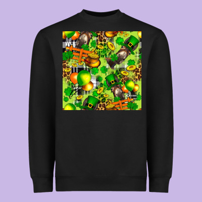 St. Patrick's Donkey With Shamrock Seamless Heavyweight Sweatshirt Designed By Fadigitalartstudio