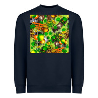 Navy St. Patrick's Donkey With Shamrock Seamless Heavyweight Sweatshirt - FaDigitalArtStudio
