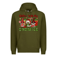 Army Green Chillin' With My Gnomies Premium Hoodie - FaDigitalArtStudio