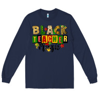 Navy black teacher magic juneteenth Long Sleeve Tee - CowGirlArtShop