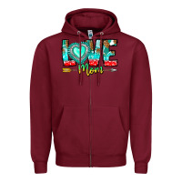 Burgundy Love Mom Zipper Hoodie - CowhideDigitalArt