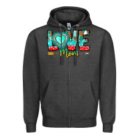 Charcoal Heather Love Mom Zipper Hoodie - CowhideDigitalArt
