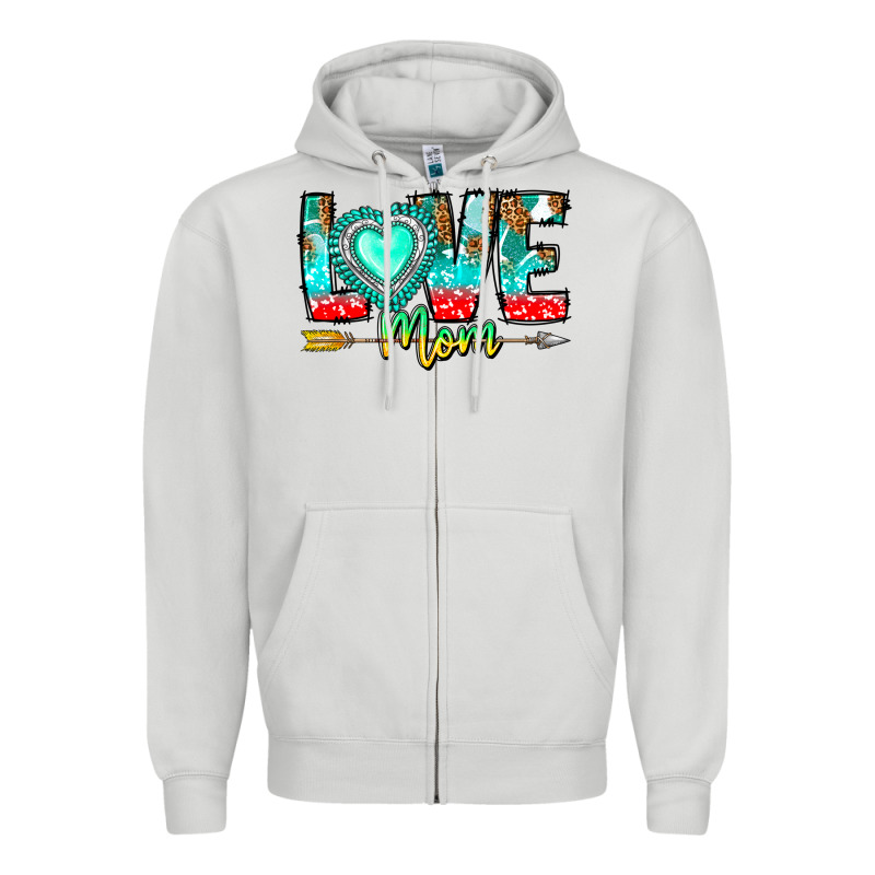 Love Mom Zipper Hoodie by CowhideDigitalArt | Teevron